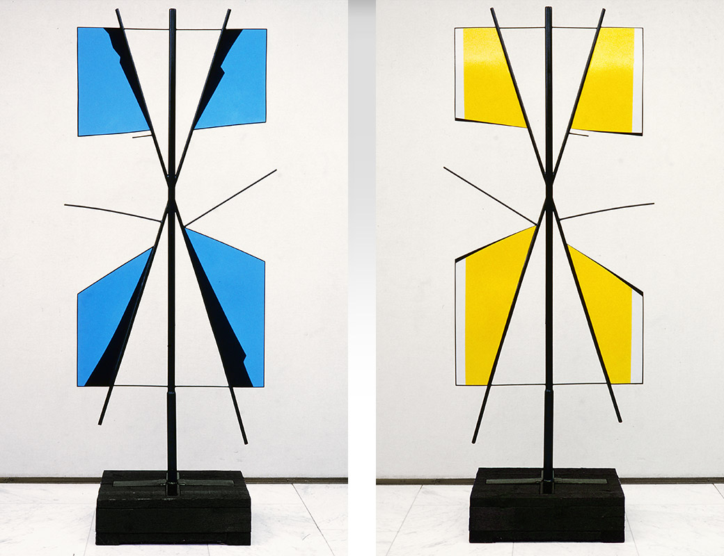 Ilppo Alho, 1983 — Veistos — maalattu ter�s ja puu — 230 x 100 x 50 (cm)