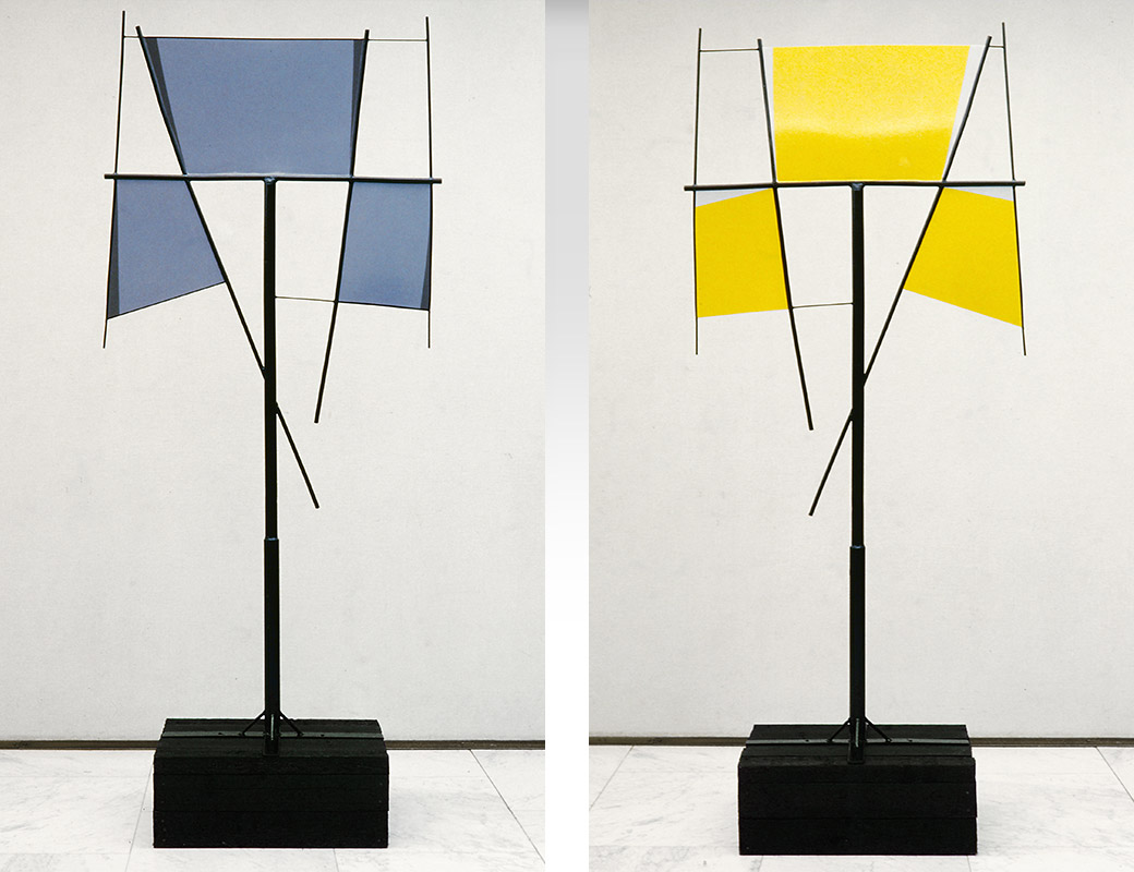 Ilppo Alho, 1983 — Veistos — maalattu ter�s ja puu — 240 x 100 x 60 (cm)