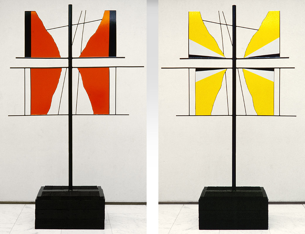 Ilppo Alho, 1983 — Veistos — maalattu ter�s ja puu — 250 x 150 x 60 (cm)