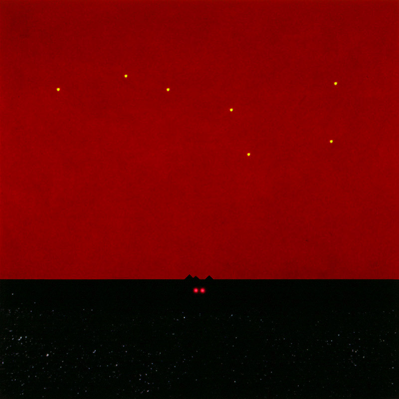 Ilppo Alho, 1996 — Getaway — akryyliv�ri ja ledej� — 200 x 200 x 5 (cm)